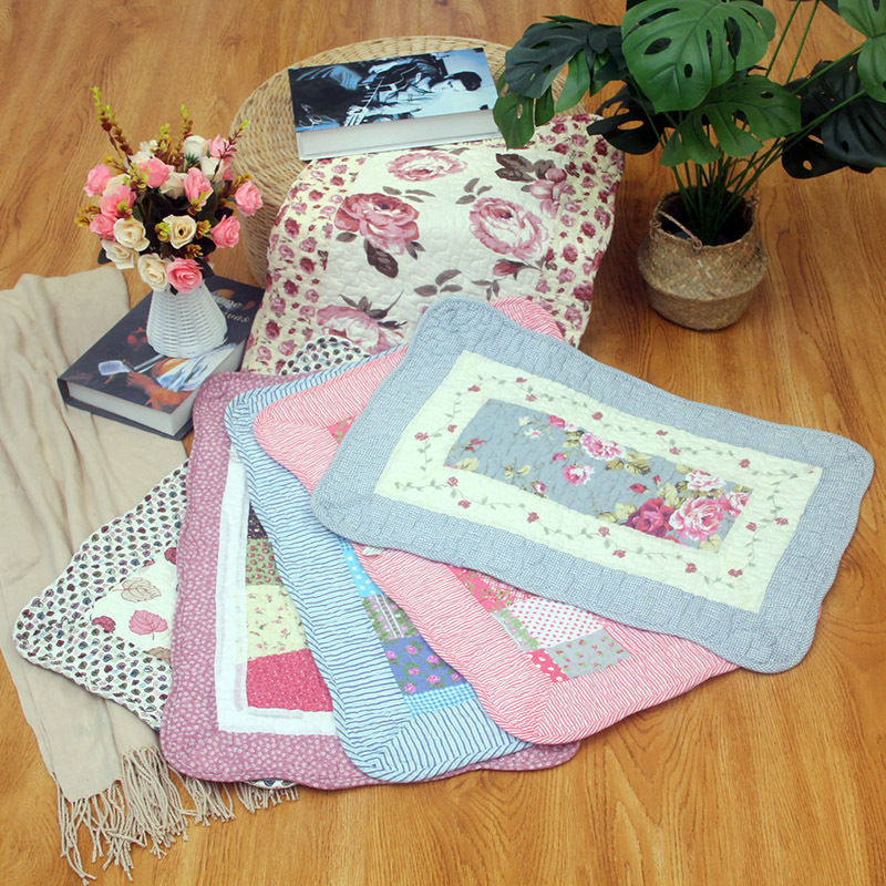 Small Wholesale Foreign Trade Japanese and Korean Vacuum Door Mats Pastoral Cotton Quilted Non-Slip Bathroom Bedroom Floor Mats Machine Washable