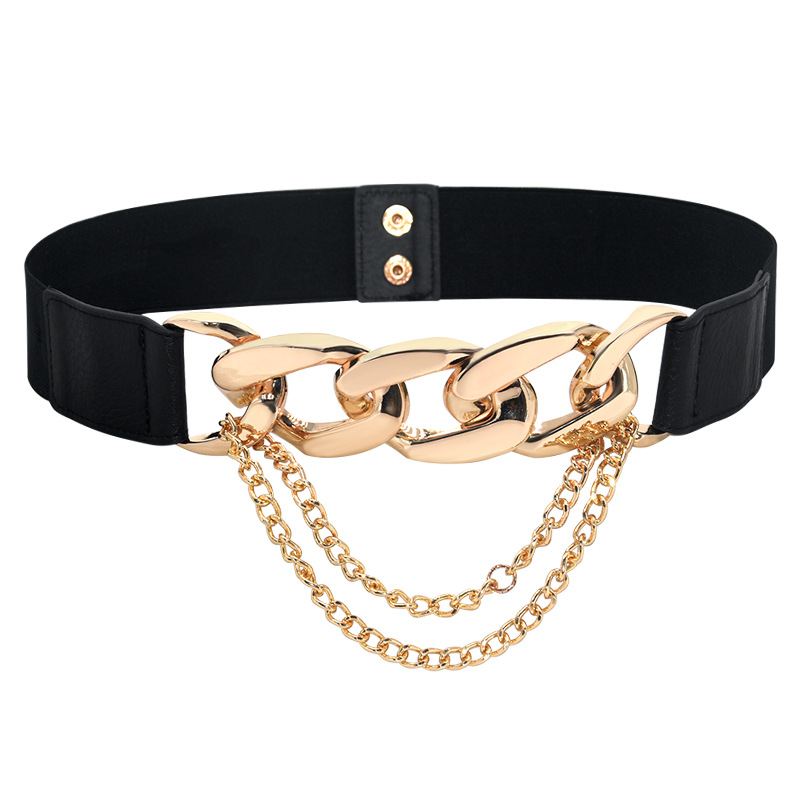 Cinturón elástico decorativo elástico cadena cintura sello moda partido vestido traje abrigo apretado en stock marea