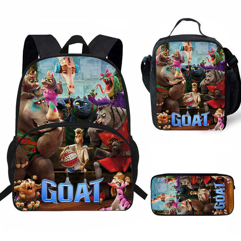 Children's Schoolbag Miracle Dream Team Primary School Student Backpack Goat Printed Kidsren's Bag Meal Bag Pencil Case Three-Piece Set Children's Schoolbag Miracle Dream Team Primary School Student Backpack Goat Printed Kidsren's Bag Meal Bag Pencil Case Three-Piece Set