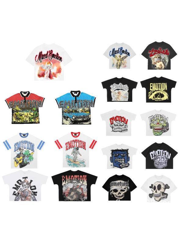 MIXED EMOTION 新作 25ss クロスボーダーホットダイヤモンドプリント アメリカのトレンドブランド スポーツストリート ハイストリート 半袖Tシャツ|undefined