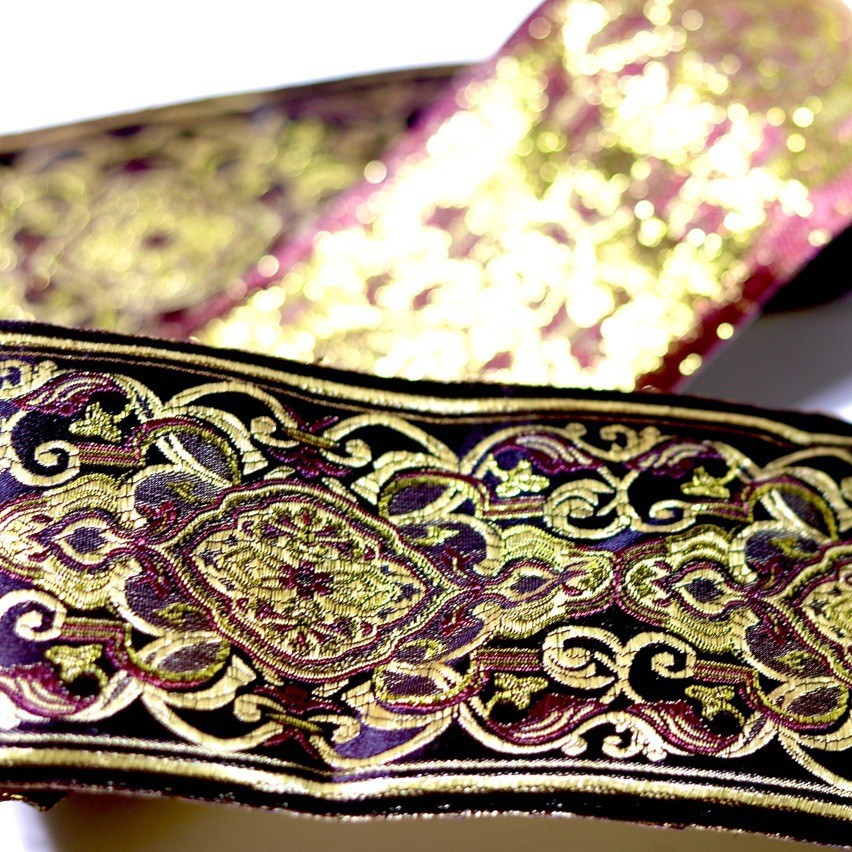 Ancho 7,8 cm cinta de hilo de oro de alta precisión Xinjiang traje étnico Xizango borde de la manga del collar borde cortina de camino de mesa mantel