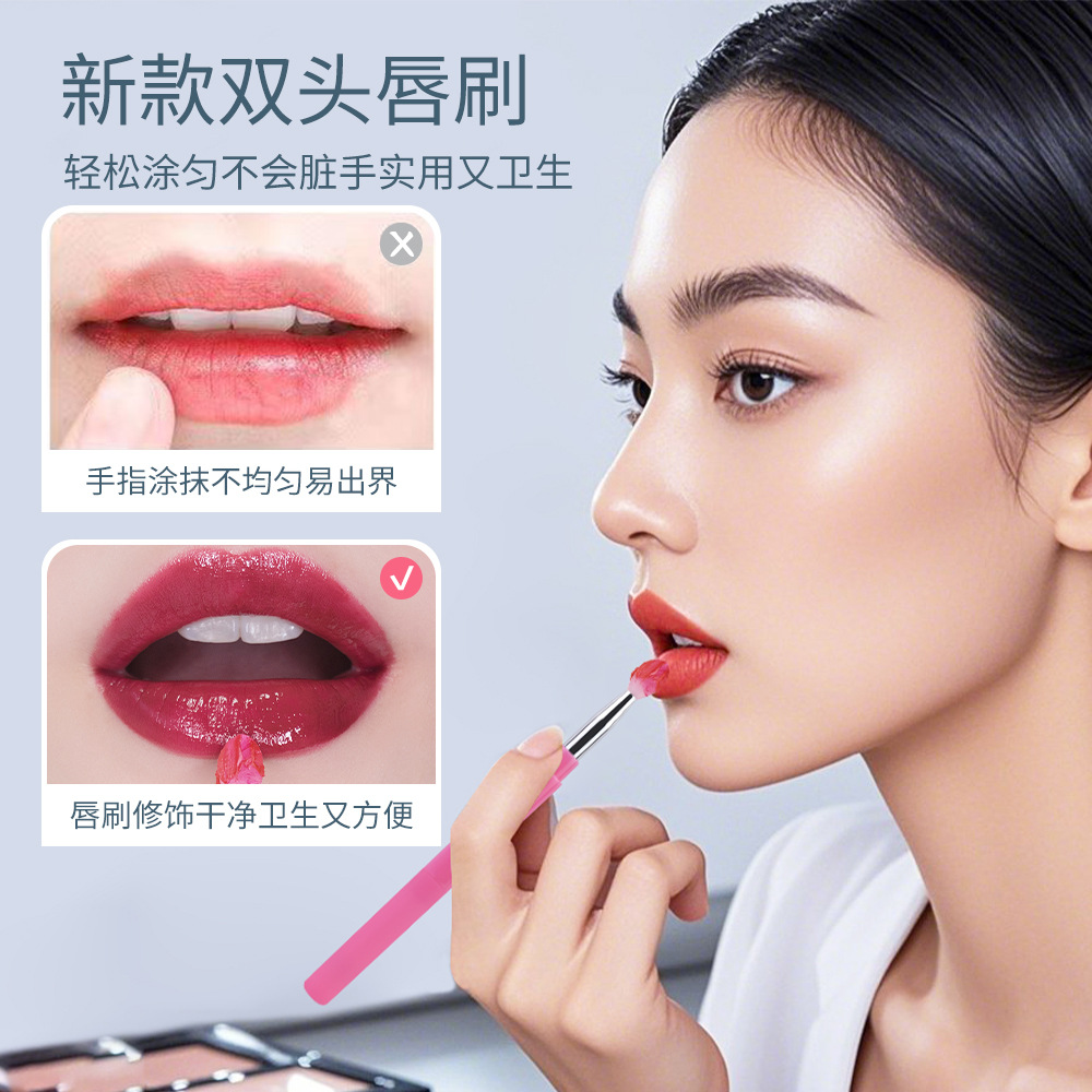 Nuevo cepillo de labios Cepillo de labios de doble punta Cepillo de mascarilla de labios Una cabeza de silicona Una cabeza Cabello suave Herramienta de belleza portátil Cepillo de labios con tapa