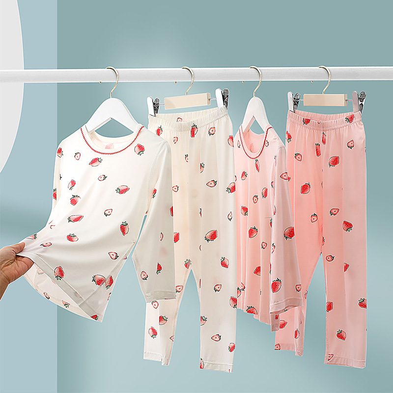 女童睡衣儿童莫代尔秋衣秋裤春秋学生家居服纯棉新中大童长袖套装