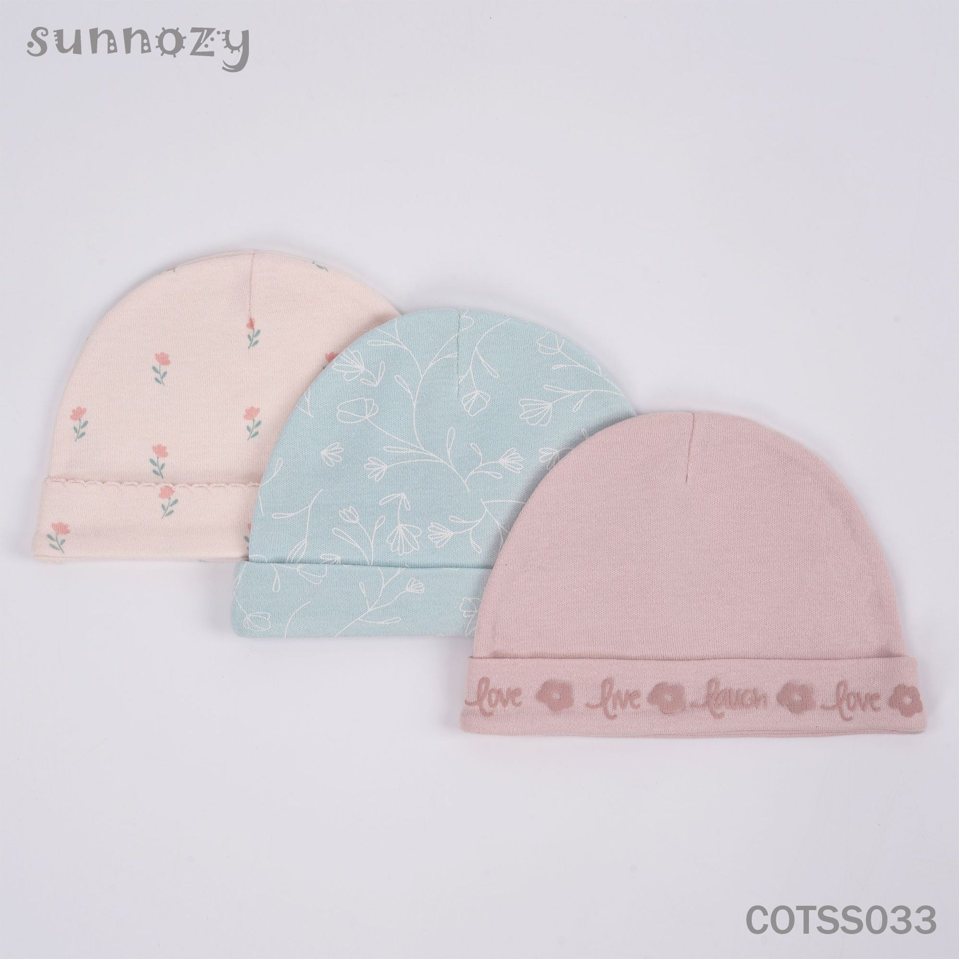 Juego de 3 gorros de algodón puro para recién nacidos Sunnozy, elásticos, para todas las estaciones, bonitos gorros de cúpula para bebés, venta al por mayor