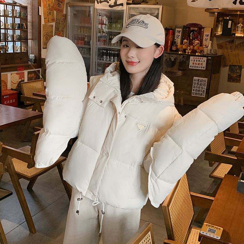 外贸可拆卸袖子羽绒棉服女冬季新款棉袄韩版宽松连帽棉衣短款外套|undefined