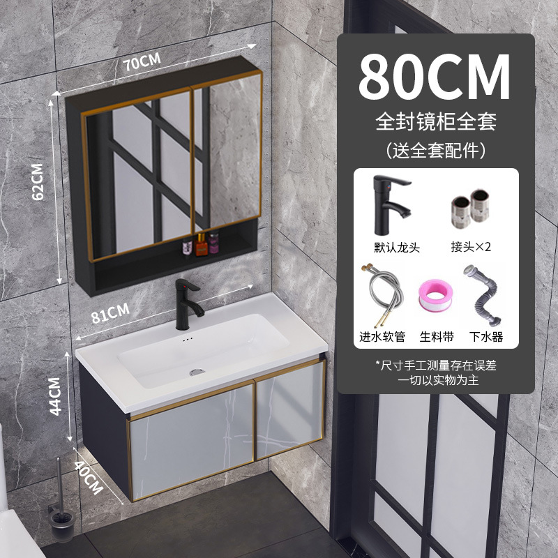 Pequeño apartamento ultra estrecho gabinete de baño mesa de lavado de aluminio espacio 40 lado ancho lavabo baño traje estrecho largo lavabo
