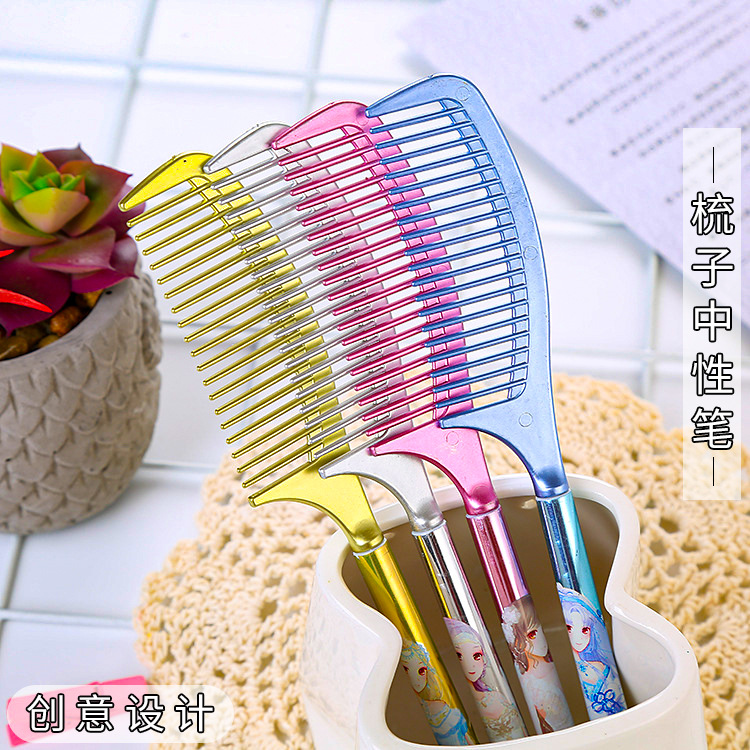 Corea del Sur papelería peine gel pluma plástico Protección del Medio Ambiente de dibujos animados estudiante agua pluma escuela suministros firma pluma al por mayor