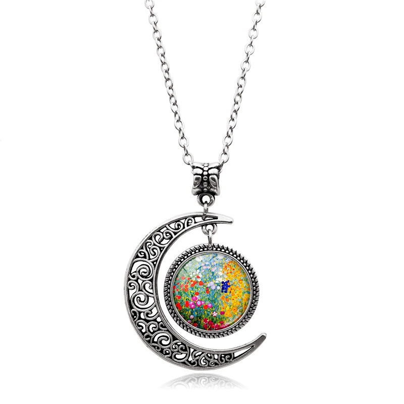 Подвеска, серебряное ожерелье, ретро аксессуар, свитер, with gem, европейский стиль
