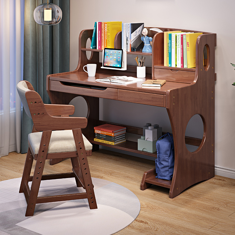 Escritorio de madera maciza estantería integrada Mesa dormitorio estudiante estudio simple mesa Hogar Moderno escritorio de la computadora de escritorio simple