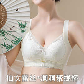 新款蕾丝内衣文胸女士聚拢小胸收副乳防下垂无痕固定杯调整型胸罩