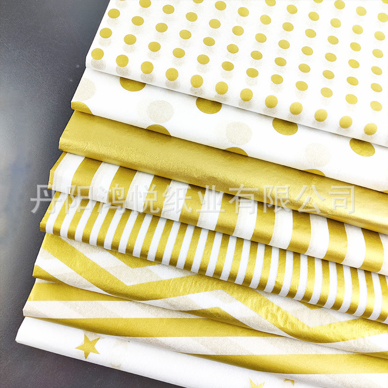 17克金色图案拷贝纸 半透明雪梨纸衣服包装纸 礼品盒子内衬纸批发