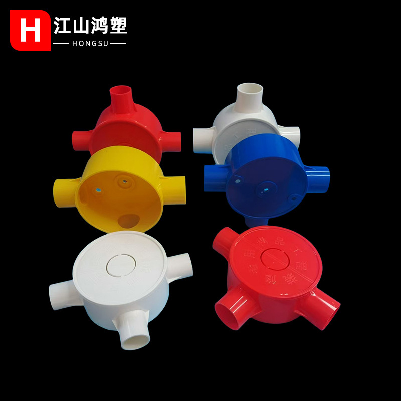 Accesorios de PVC Caja de mando con cubierta redonda Caja de conectores de tres vías fabricantes en stock al por mayor