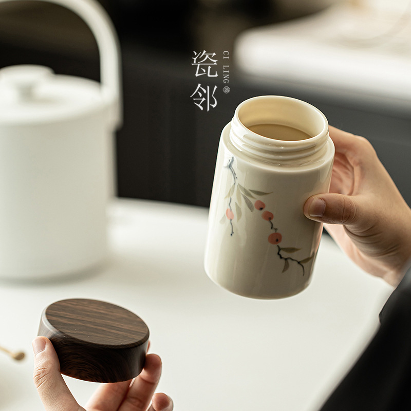 瓷邻陶瓷单层保温水杯男女杯子国风泡茶养生公司商务节庆纪念礼品|undefined
