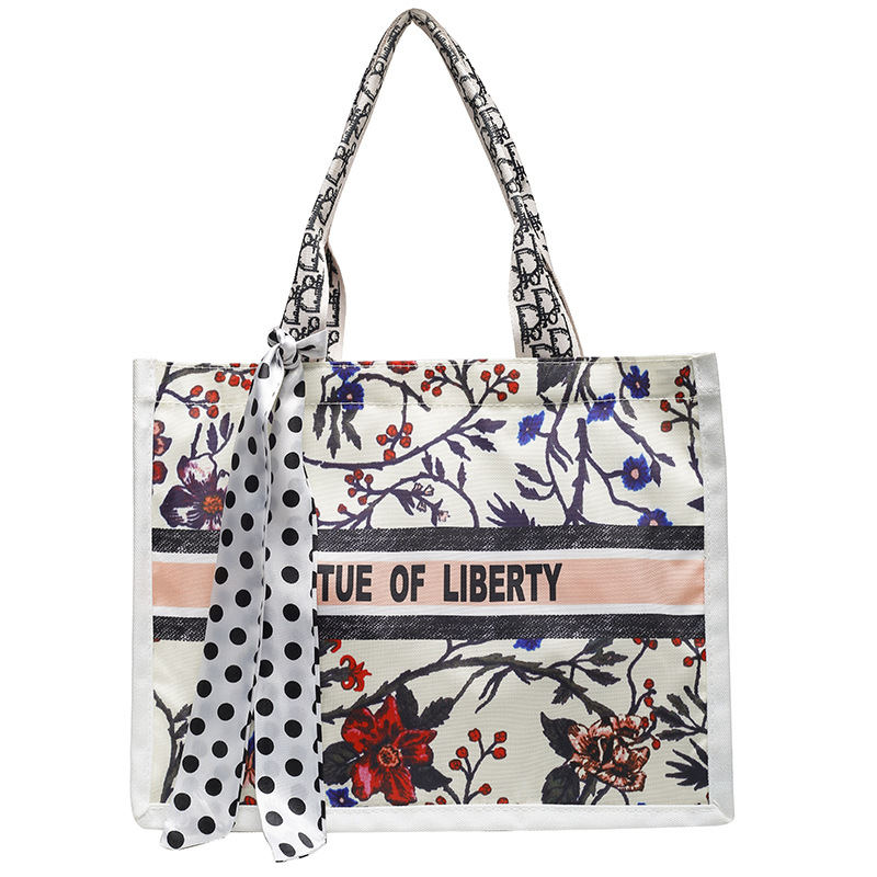 Bolsa de hombro de lona de gran capacidad bufanda de seda casual de mujer nueva moda bolsa de compras estudiante cubo Portátil Bolsa de maquillaje cuadrado