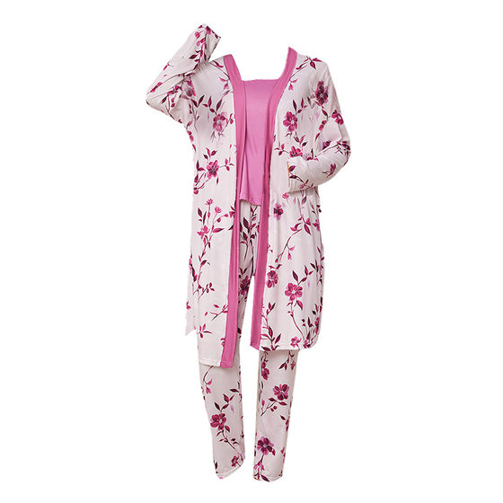 Factory in stock for Cross-border Platform Home Pajamas European and American Size Nightgown Pants Sling Nightgown Three-piece Suit