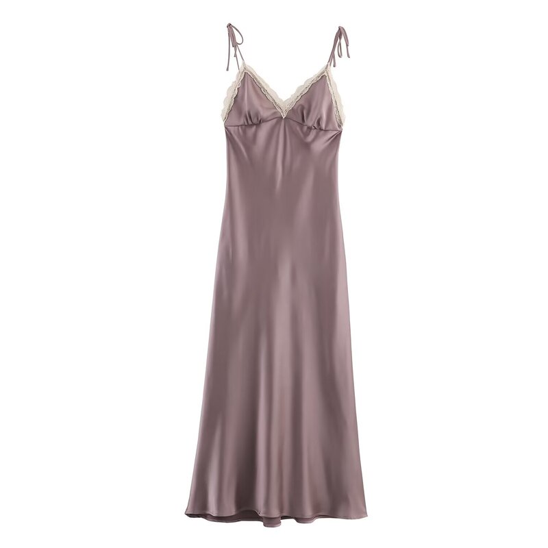 Foreign Trade European and American New Women's Clothing Fashionable Elegant V Neck Shoulder Strap Silk Satin Texture Suspender Skirt 8736332 Foreign Trade European and American New Women's Clothing Fashionable Elegant V Neck Shoulder Strap Silk Satin Texture Suspender Skirt 8736332