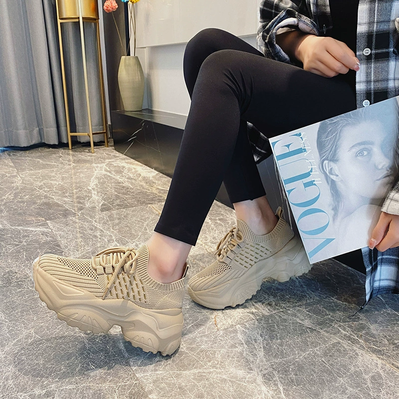 Летние новые стильные дышащие верх ботинок-«платформа» dad shoes малый размер 32-34 кэжуал спортивные кроссовки