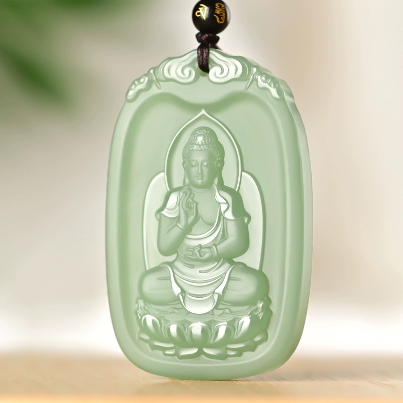 HETIAN JADE ZODIAC BUMING BUDDHA 펜던트 남녀 8 명의 수호신 YUPEI GUANYIN BODHISATTA 옥 목걸이