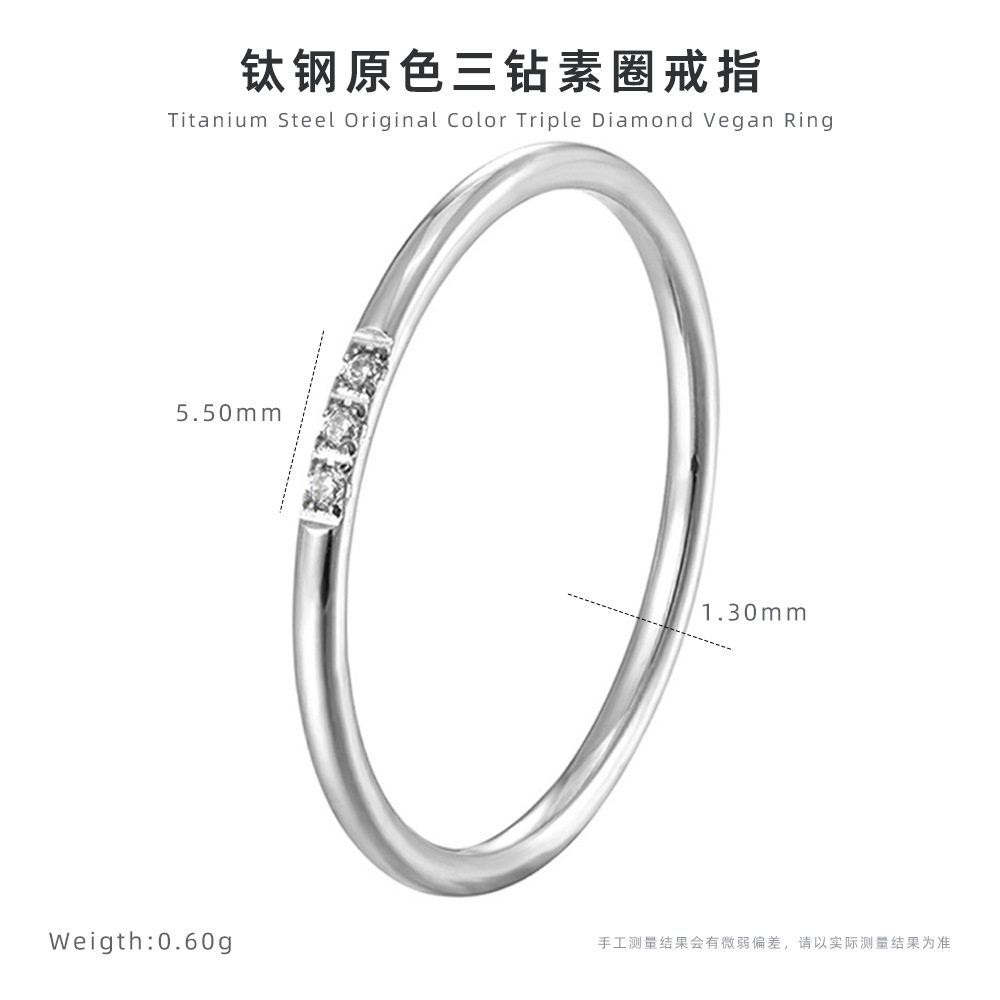 Anillo de diamantes de circón transfronterizo 14k anillo de diseño de nicho simple anillo femenino de acero de titanio sin decoloración joyería al por mayor