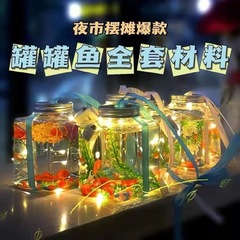 缶の魚の屋台500ミリリットルのネットの赤い四角形の発光の小さい金魚鉢の夜市の屋台の材料の魚の金魚鉢の卸売り