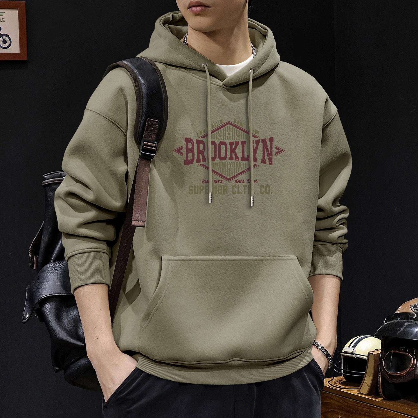 Chaqueta encapuchada para hombres otoño y invierno nuevo estilo de estilo de Hong Kong estilo coreano chaqueta grande suelta abrigo casual