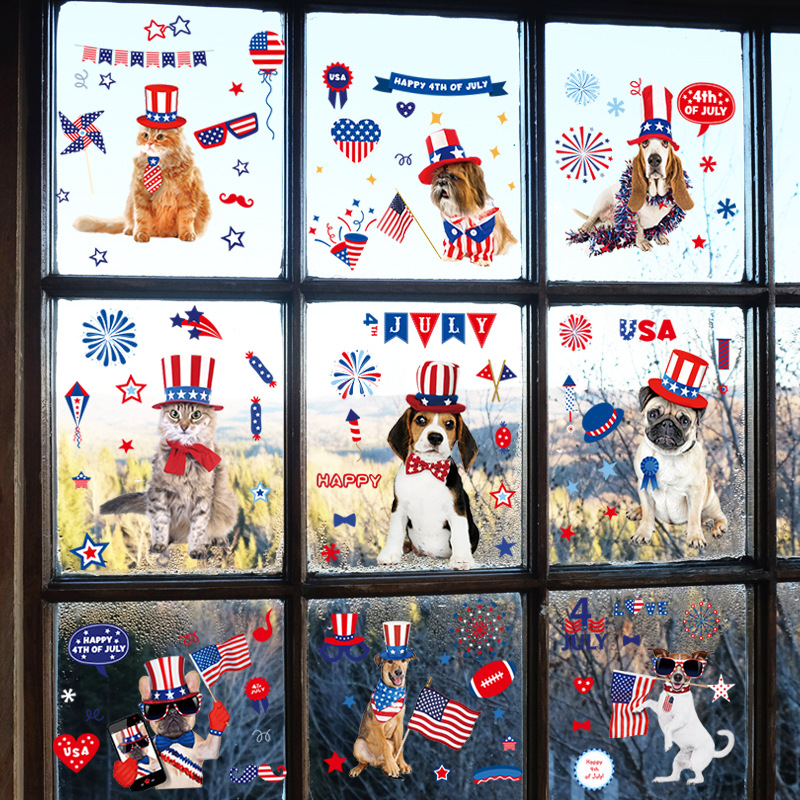 Día DE LA Independencia del Amazonas Día DE LA Independencia Americana pegatinas electrostáticas pegatinas de ventana perrito creativo pegatinas decorativas de pared