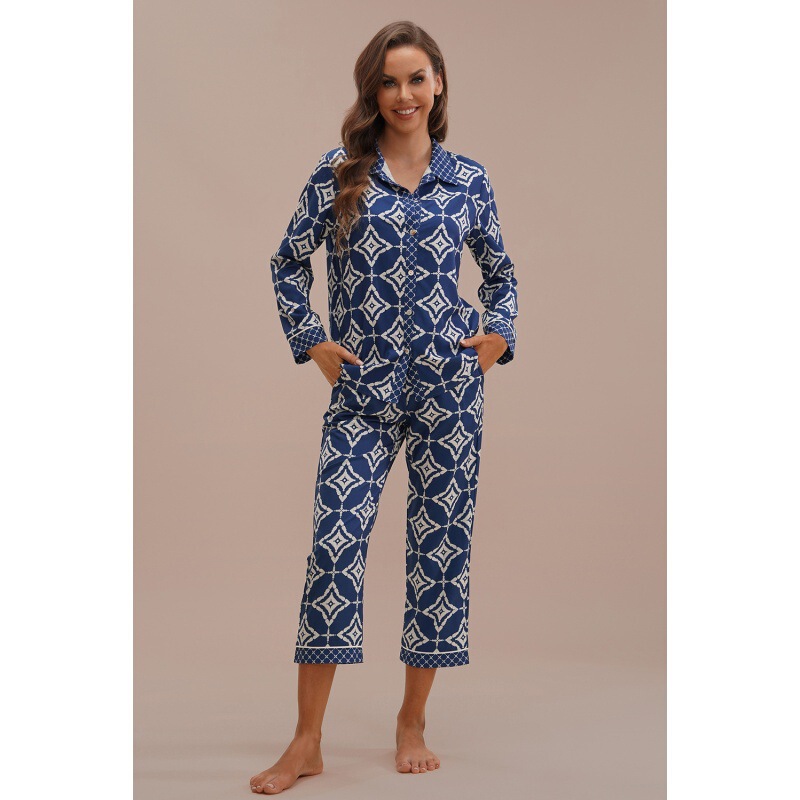 303399 Cross-Border Amazon European and American Women's Clothing New Printed Women's Home Wear Long-Sleeved Pajamas and Pants Set 303399 Cross-Border Amazon European and American Women's Clothing New Printed Women's Home Wear Long-Sleeved Pajamas and Pants Set