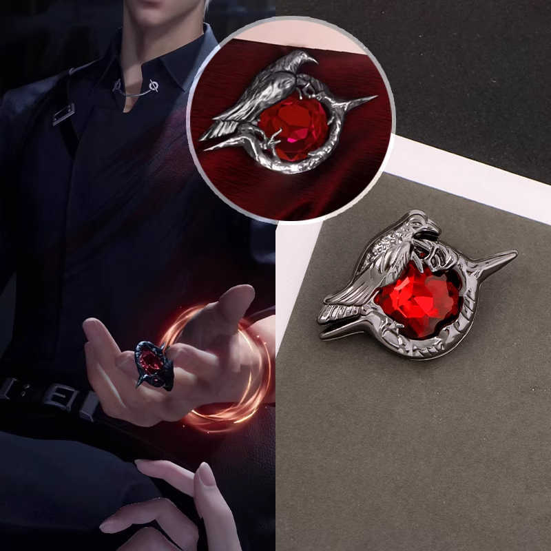 Love and Deep Space Qin Che Crow Brooch Necklace Yonko Game Peripheral Same Style Metal Pendant Jewelry Best Friend Gift
