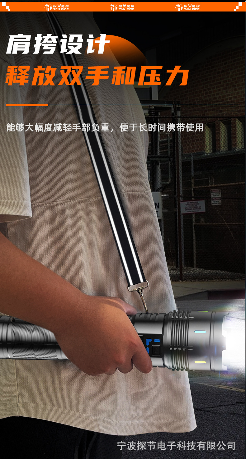 Kuaishou's Popular Aluminum Alloy Outdoor Tactical Flashlight, Strong Light, Ultra-Bright, Long-Lasting, Multi-Functional Emergency Flashlight, Cross-Border
