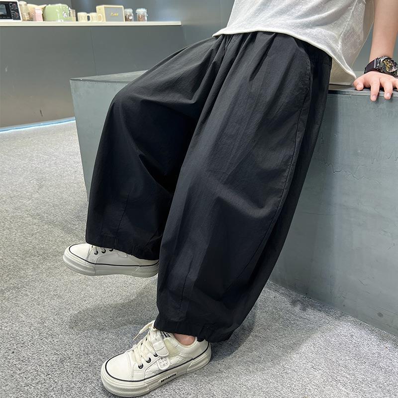 Boys' Summer Thin Cropped Pants Children's Lightweight Mosquito-Proof Pants Stylish Lantern Pants Cropped Pants Trendy