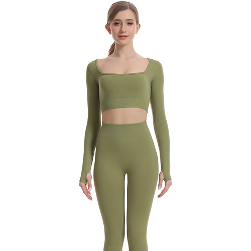Cross-border outdoor yoga top with stand-up collar, long-sleeved yoga clothes, fitness innerwear fingerless yoga top, long sleeves