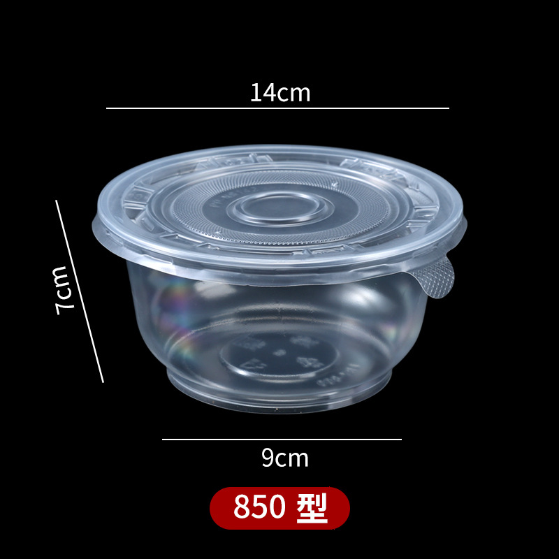 Bowl de plástico desechable para llevar con cubierta caja de comidas cubierta