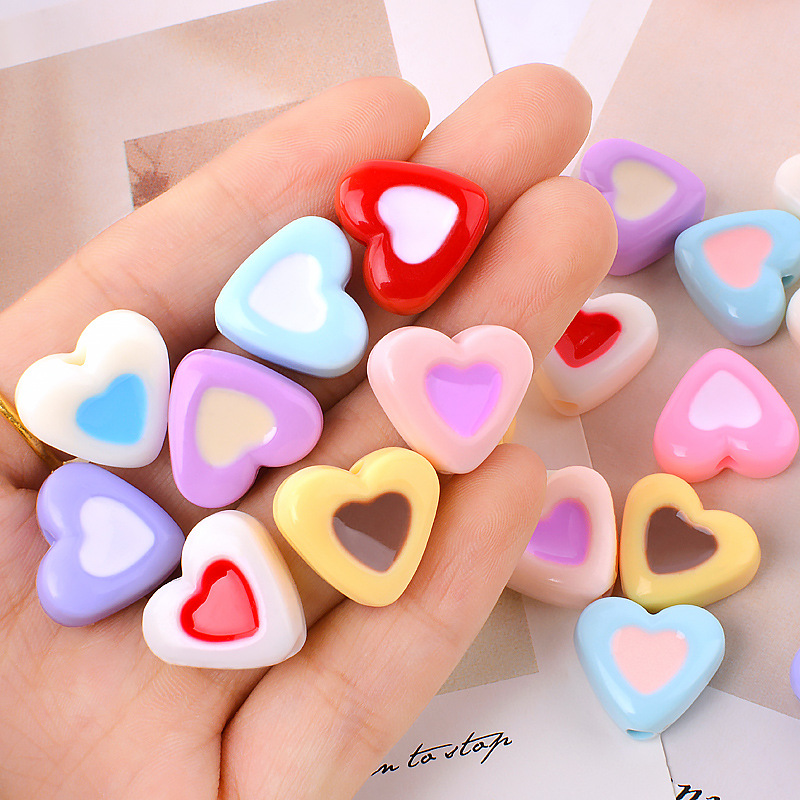 亚克力马卡龙滴油爱心diy手机链钥匙扣串珠材料饰品配件桃心散珠