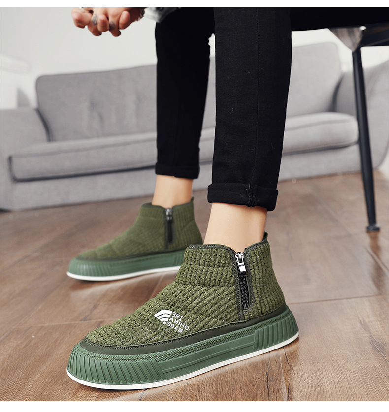 2024 New Corduroy Cotton Shoes for Men's Trendy and Leisure, Zhongbang Skateboarding Shoes, Korean Edition, Fashionable,_voghion.com