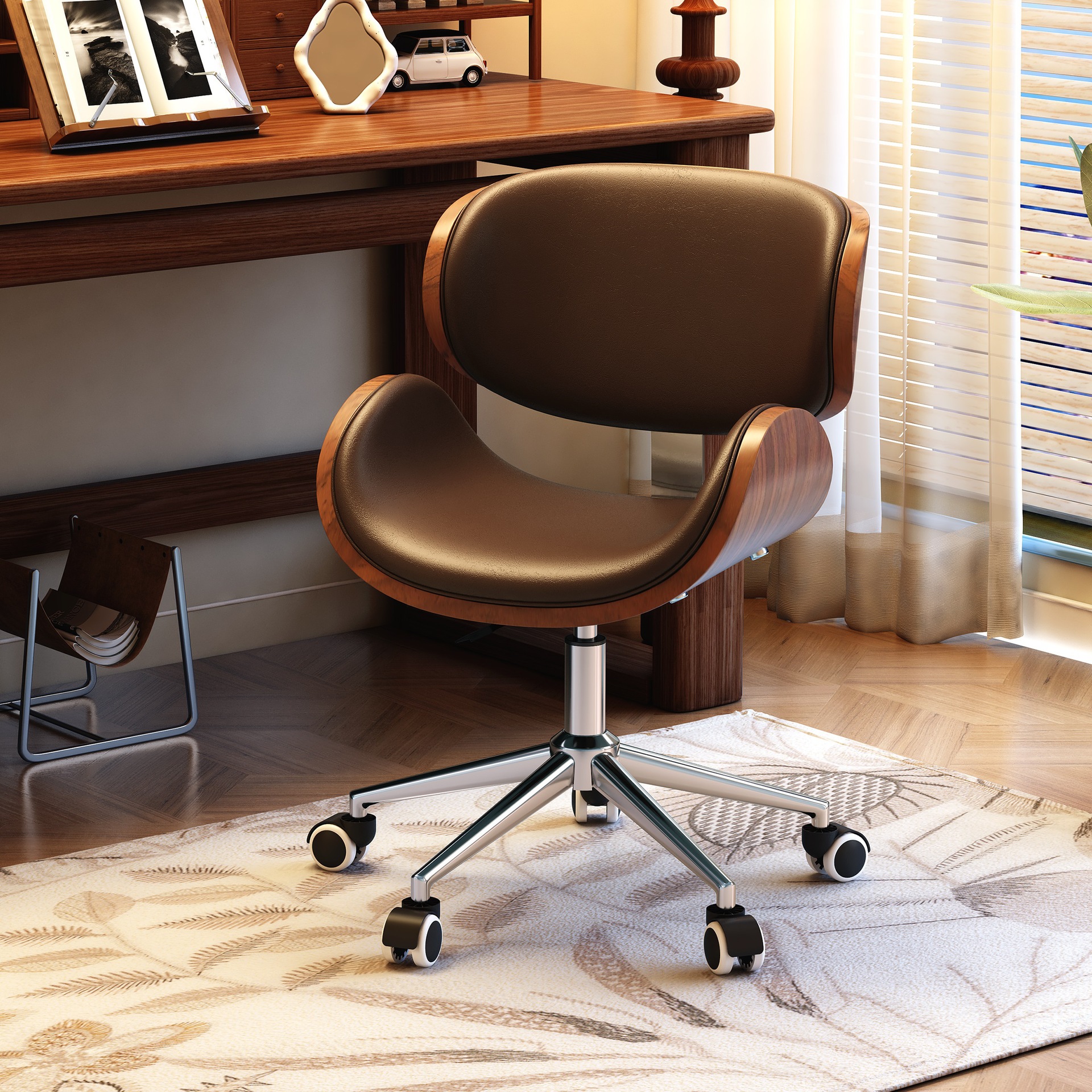 Silla de computadora de estilo medieval sala de estudio doméstica silla de respaldo de oficina elevable silla de escritorio giratorio silla de madera maciza silla imes