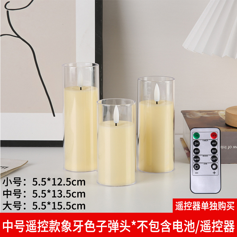 LED vela electrónica acrílico taza de vidrio vela luz fiesta boda decoración vela electrónica