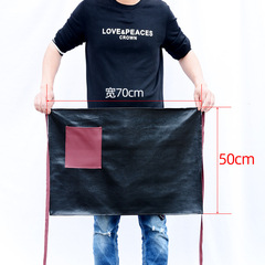 批發皮革半身圍裙西餐廳防水工作時尚圍腰短款防油廚房男女半截皮