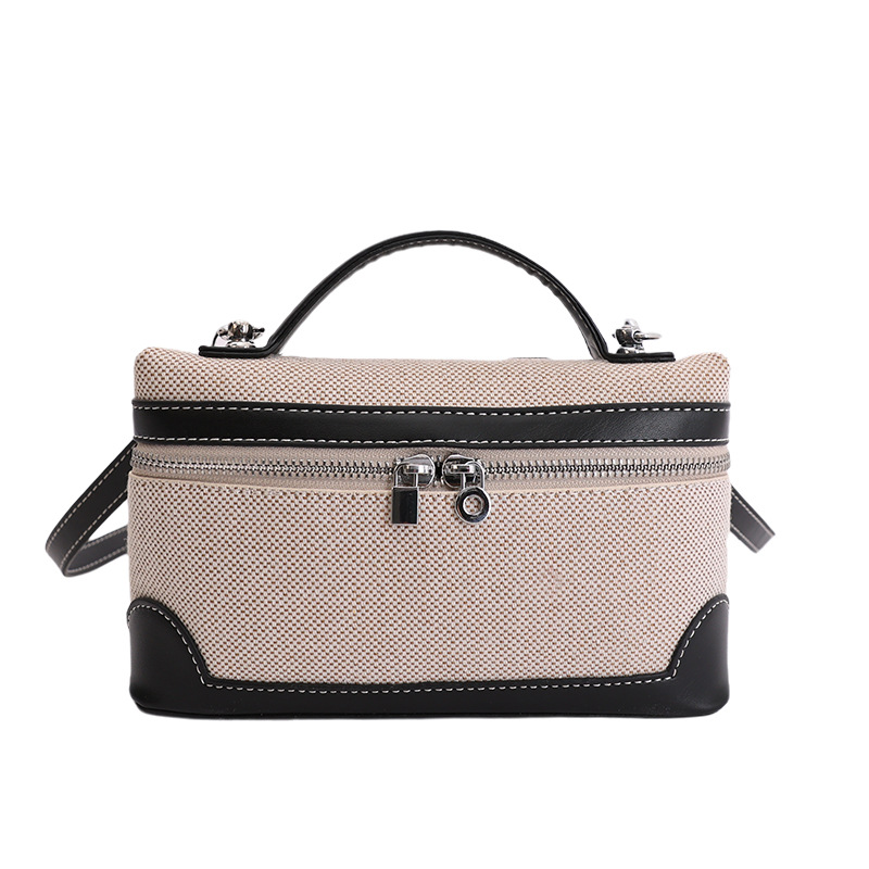 Caja de mano retro europea y americana bolsos pequeños cuadrados para mujeres nuevas ventas calientes de lona transfronteriza color de empalme de hombro único