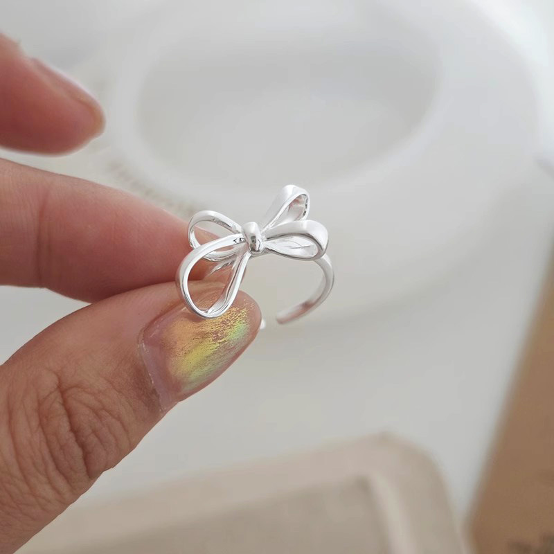 Bow Knot Pattern 1 Piece 925 Sterling Silver Bow Knot Open Rings