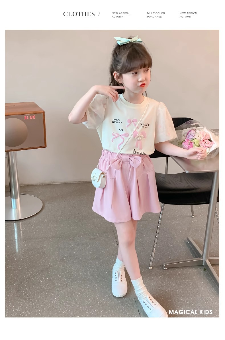 Girls Short Sleeve Two Piece Set For Summer Casual Wear_voghion.com