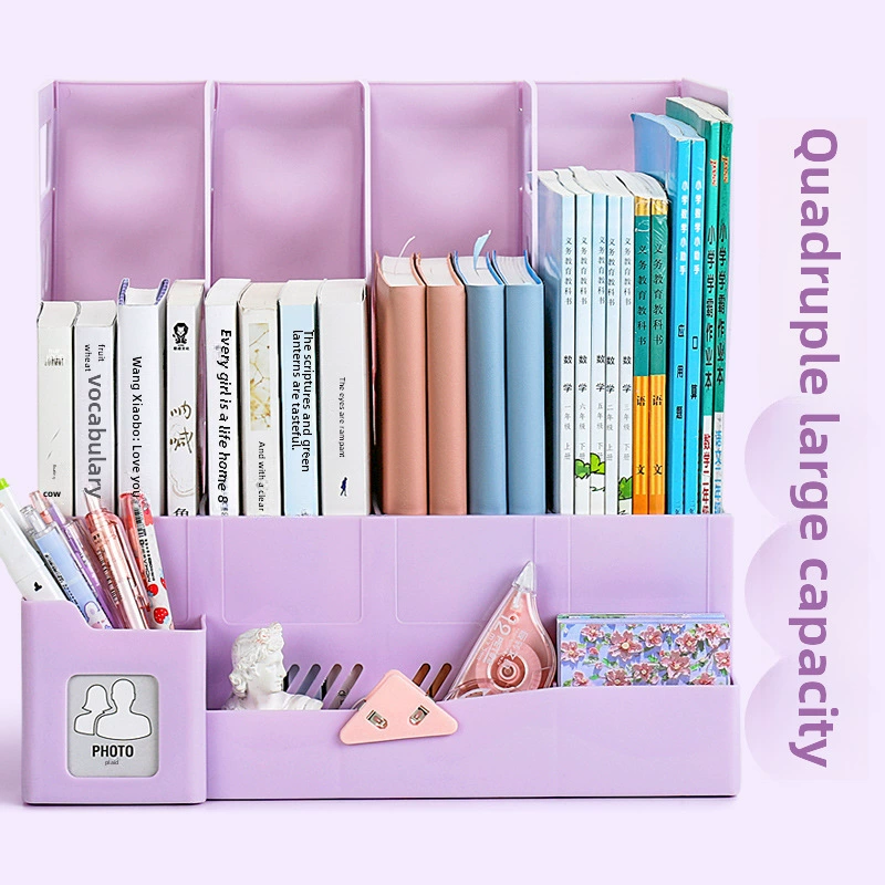 Thickened bookshelf desktop book Stranging children's learning A4 four -united cute file box office storage file box