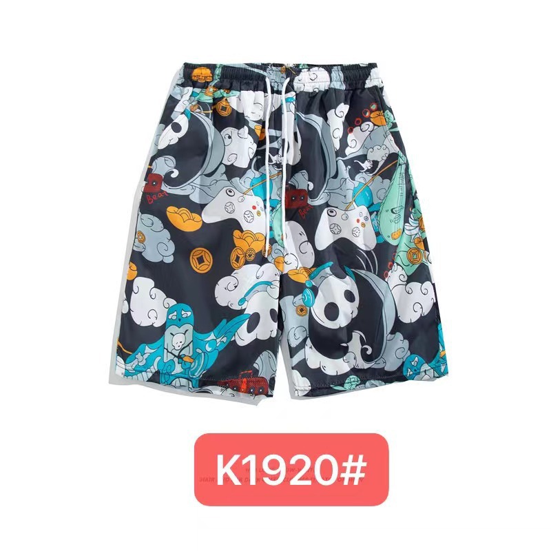 Pantalones de playa de los hombres retro de la pareja Vacaciones de aguas termales anti-vergüenza quinto pantalones ropa exterior pantalones cortos de playa de verano hombres