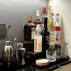 家用小型桌面酒架多层收纳置物架多功能阶梯展示架复古实木整理架