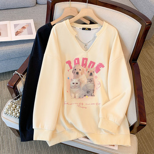 60-175kg Plus Size Women's Long-Sleeved Sweatshirt 2025 Spring & Fall New Niche Design Sweet Top