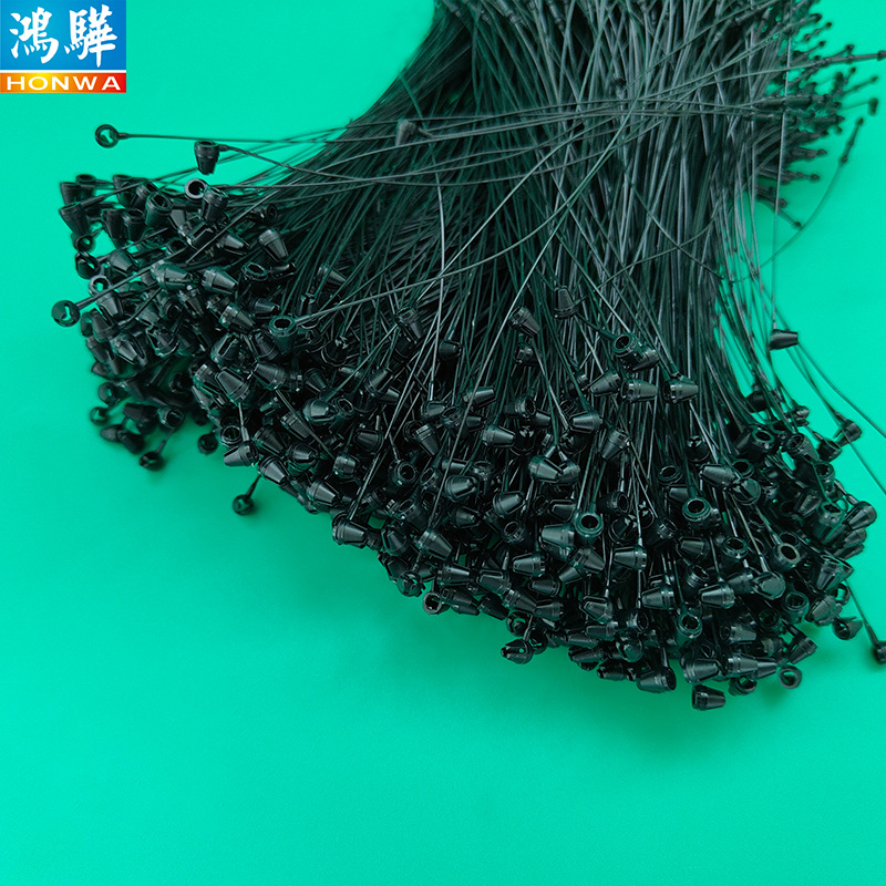 东莞服装吊牌塑料pp吊绳3寸胶针 黑色工业环保尖头黑色手穿针