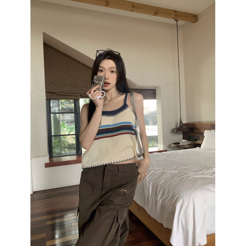 新款高级感复古外搭叠穿可爱风小马甲夏季内搭打底吊带针织女外穿|undefined