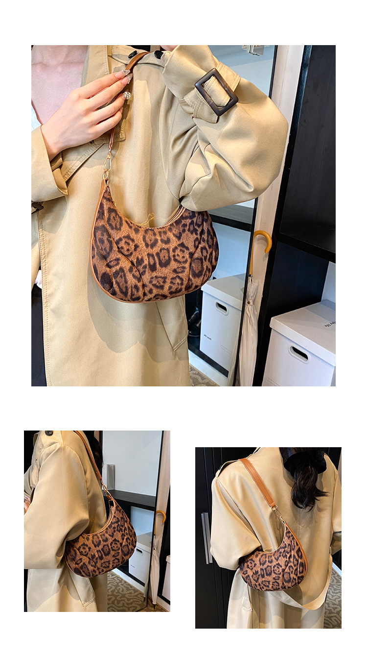 Leopard print cross-border niche bags for women, versatile and fashionable new retro underarm bag, stylish and individual commuting single-shoulder bag undefined