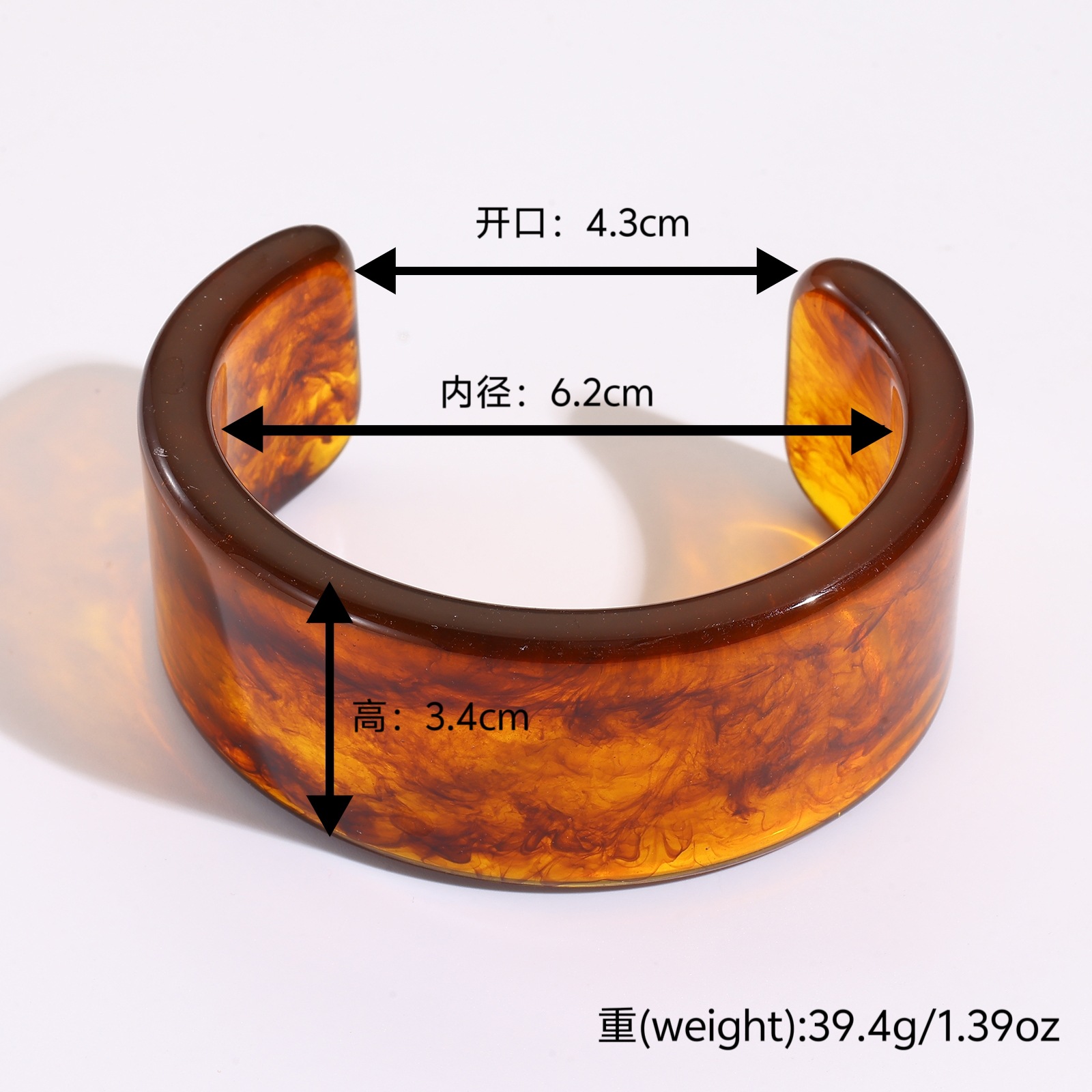 Europa y América de moda translúcida elíptica ancha joyería macarón chica retro pulsera de resina alta sensación al por mayor