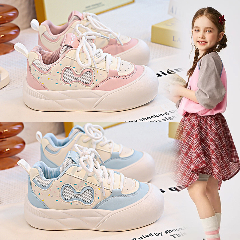 Girls' Shoes 2025 New Kidsren's Sports Shoes Low-Top Big-Toe Sneakers Student Little Girls Casual Shoes Bread Shoes