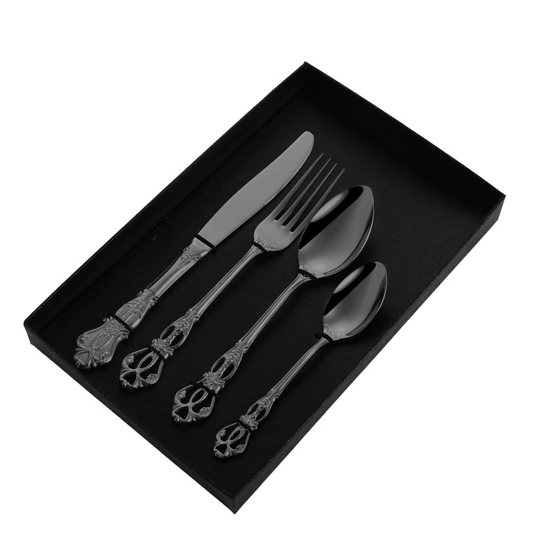 Creative retro tableware stainless steel, set, box, 4 piece set, Birthday gift